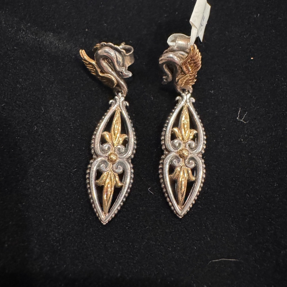 Konstantino Two-Tone Swan Drop Pierced earrings - Sterling Silver & 18K gold